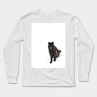 Black Wolf in winter Long Sleeve T-Shirt